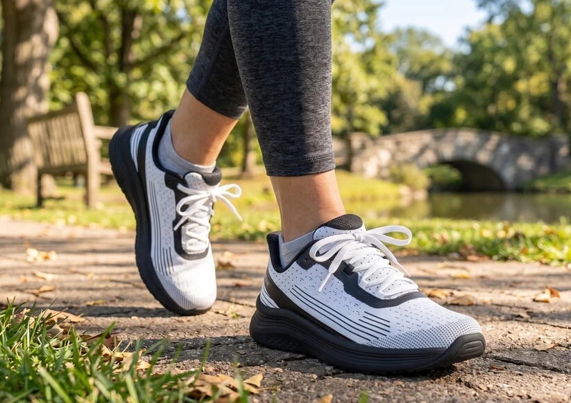 OrthOfeet Dames Hands-Free Instap Sneaker Nira Dart White/Black